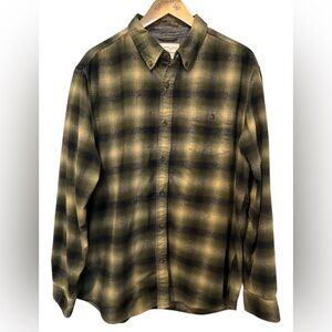 Weatherproof Men's Flannel Plaid Shirt Sz XL Olive‎ Black Cabincore Cozy Soft